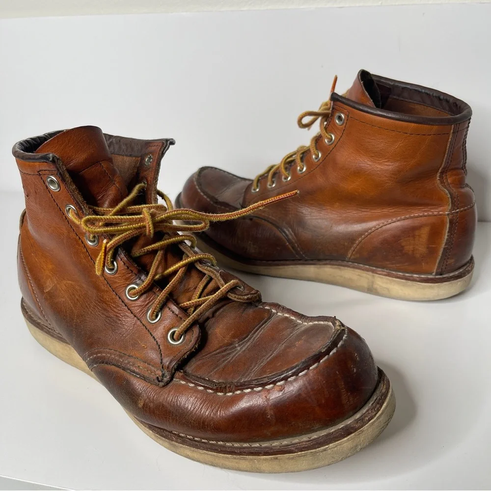 Red Wing CLASSIC MOC 865 BOOT IN ORO LEGACY LEATHER Size 9.5 DISTRESSED - Picture 3 of 15